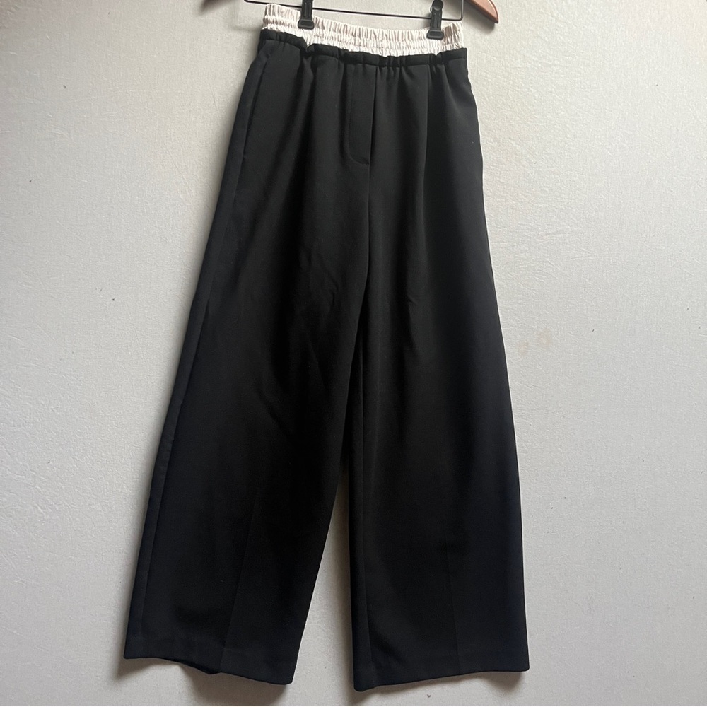 Oak Fort Double Waistband Pull On Wide Leg Trousers Pants XS